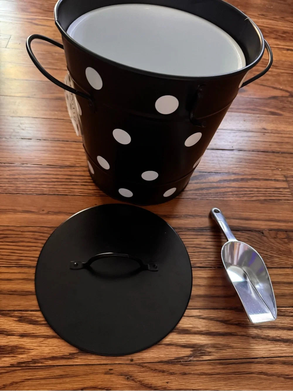 Polka Dot Ice Bucket with Silver Scoop - Home Dining